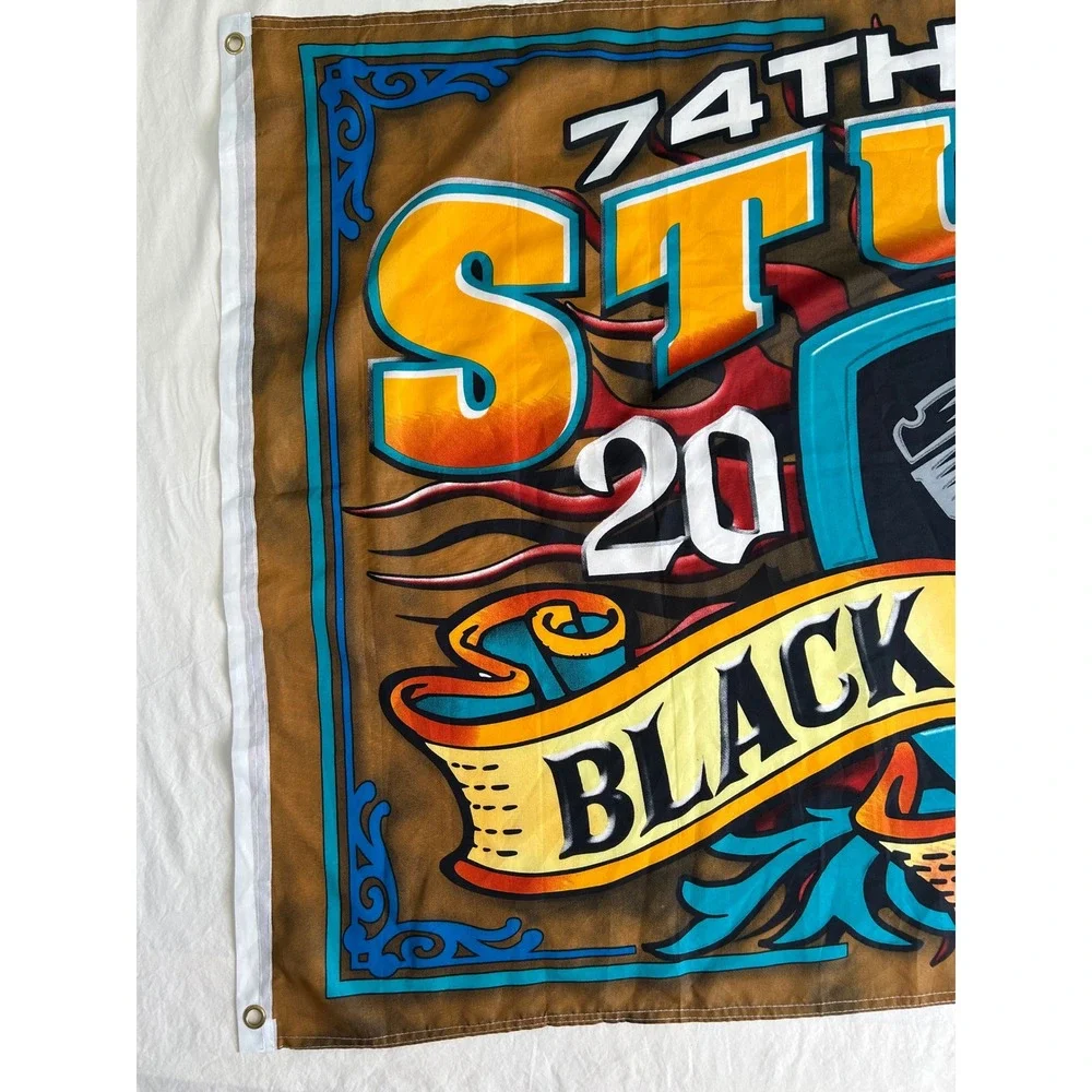 Vintage 2014 Sturgis Black Hills Rally 74th Annual Flag Biker Garage Decor 3x5